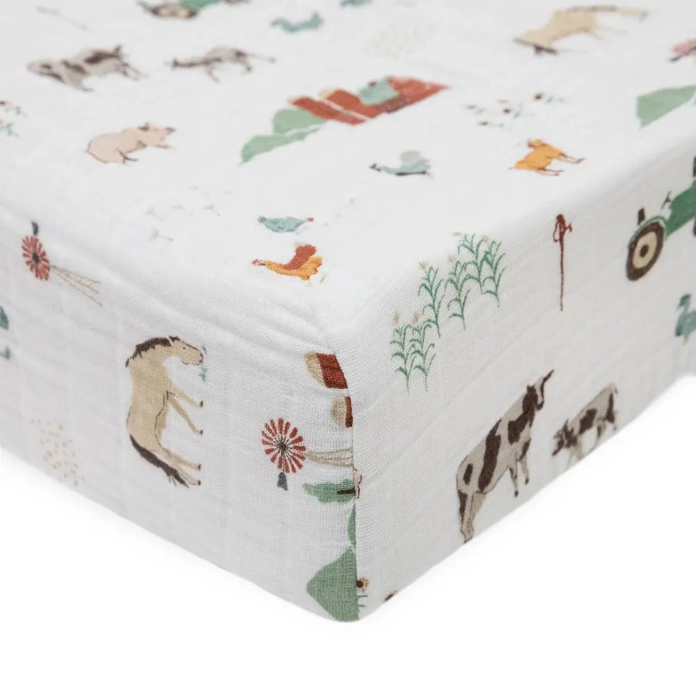 Little Unicorn Changing Pad Cover / Bassinet Sheet | Farmyard