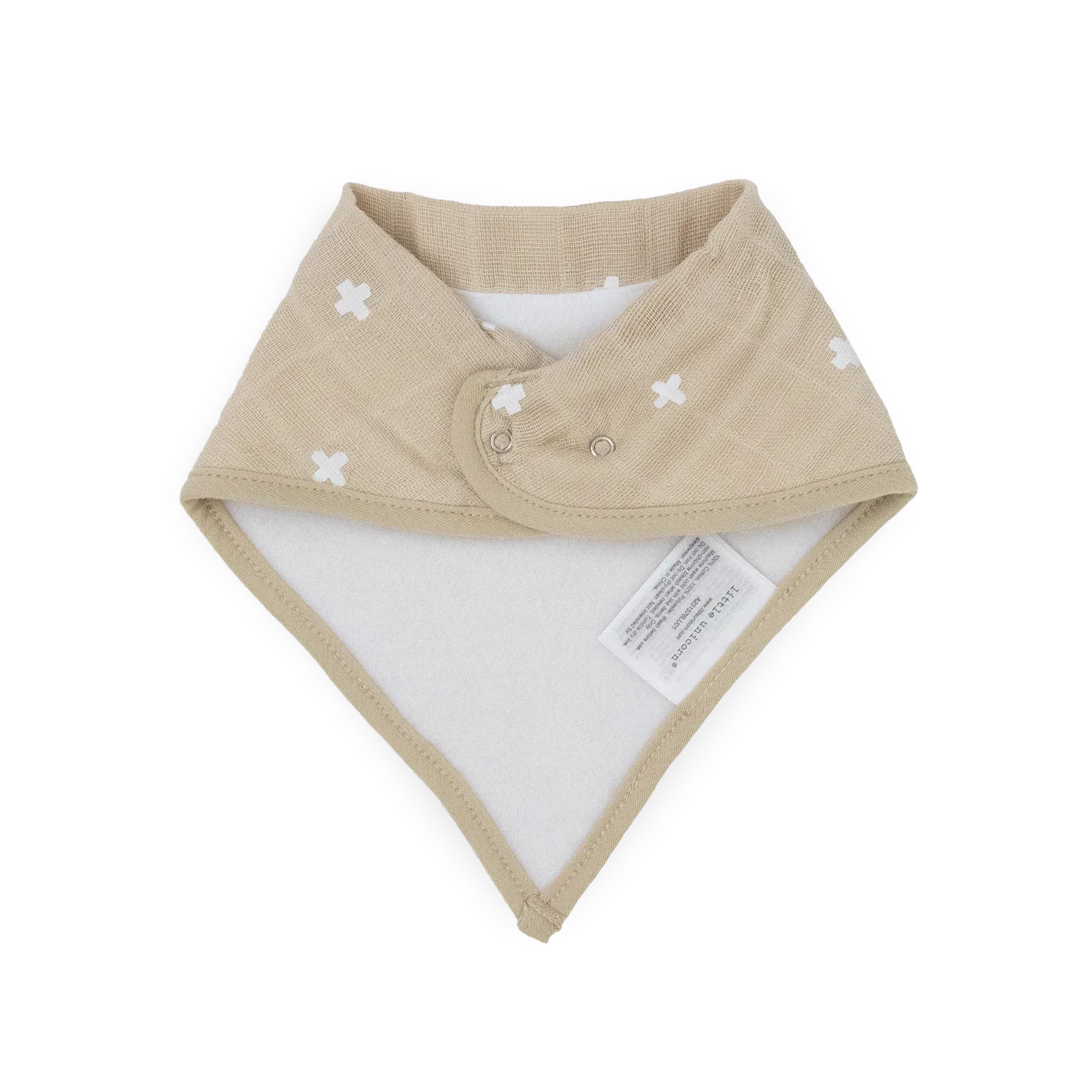 Little Unicorn Fleece Bandana Bib 4 Pack | Taupe Cross