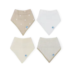 Little Unicorn Fleece Bandana Bib 4 Pack | Taupe Cross