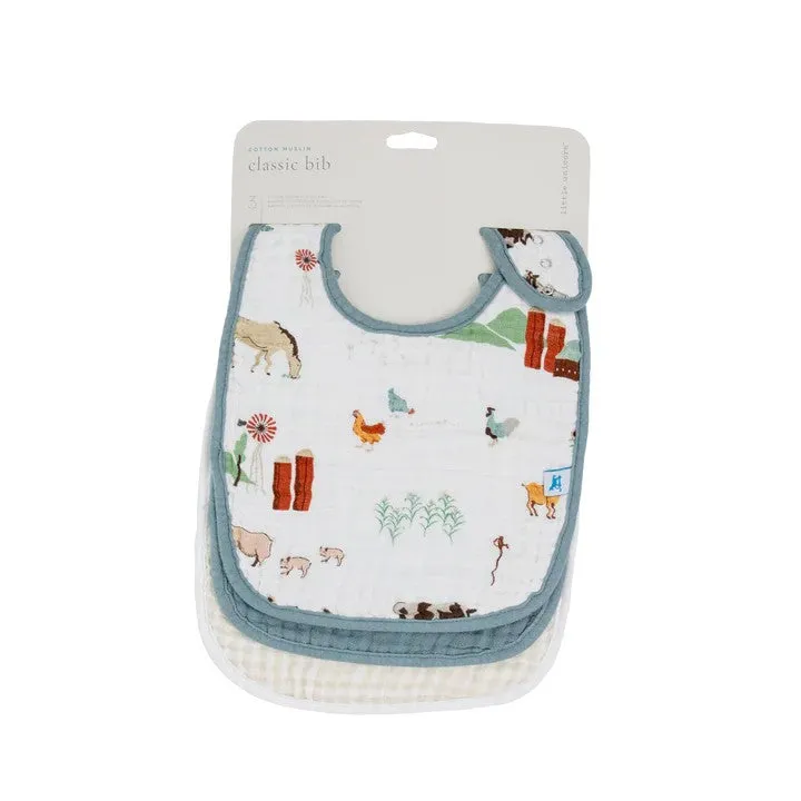Little Unicorn Muslin Classic Bib 3 Pack | Farmyard