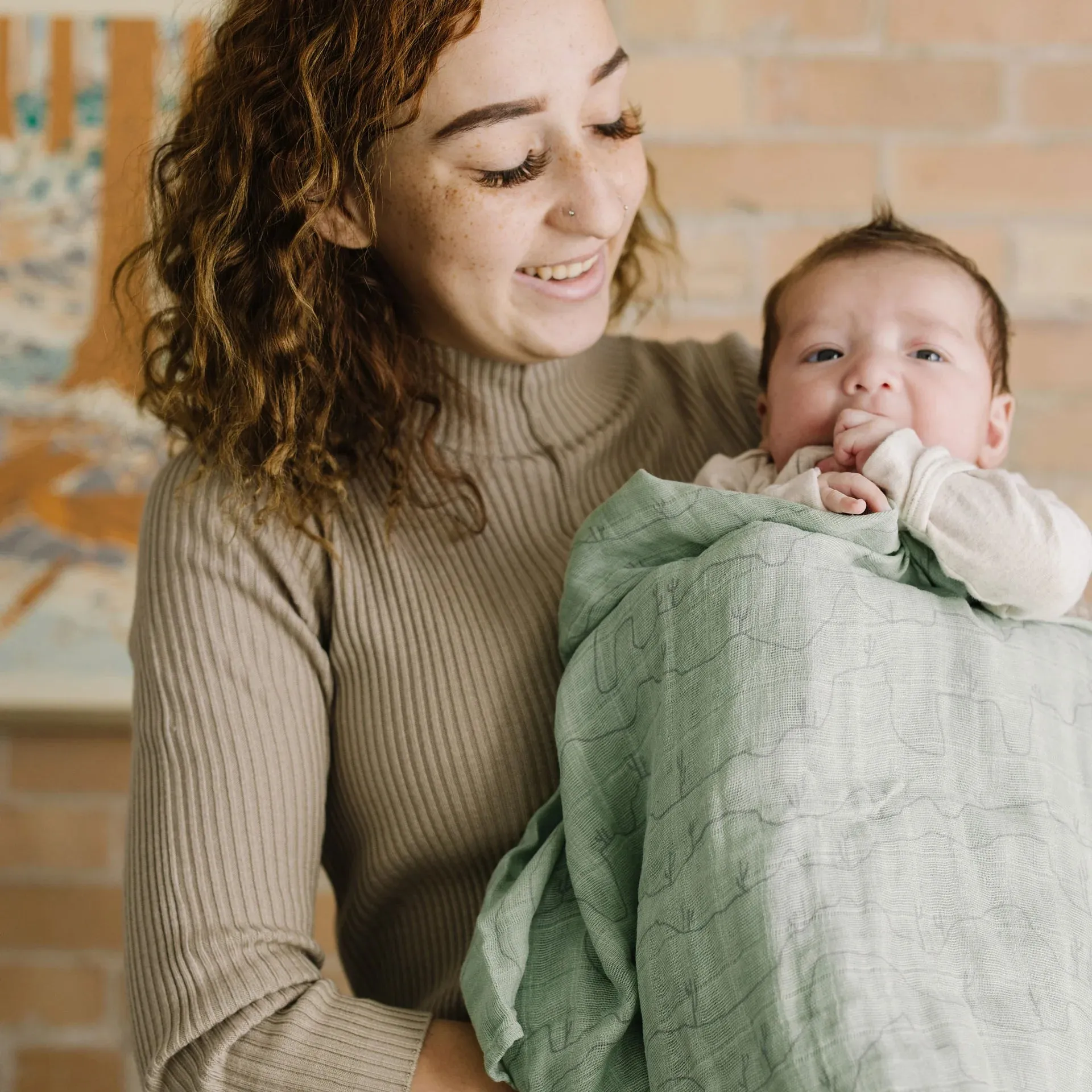 Little Unicorn Single Cotton Muslin Swaddle | Cactus Lines