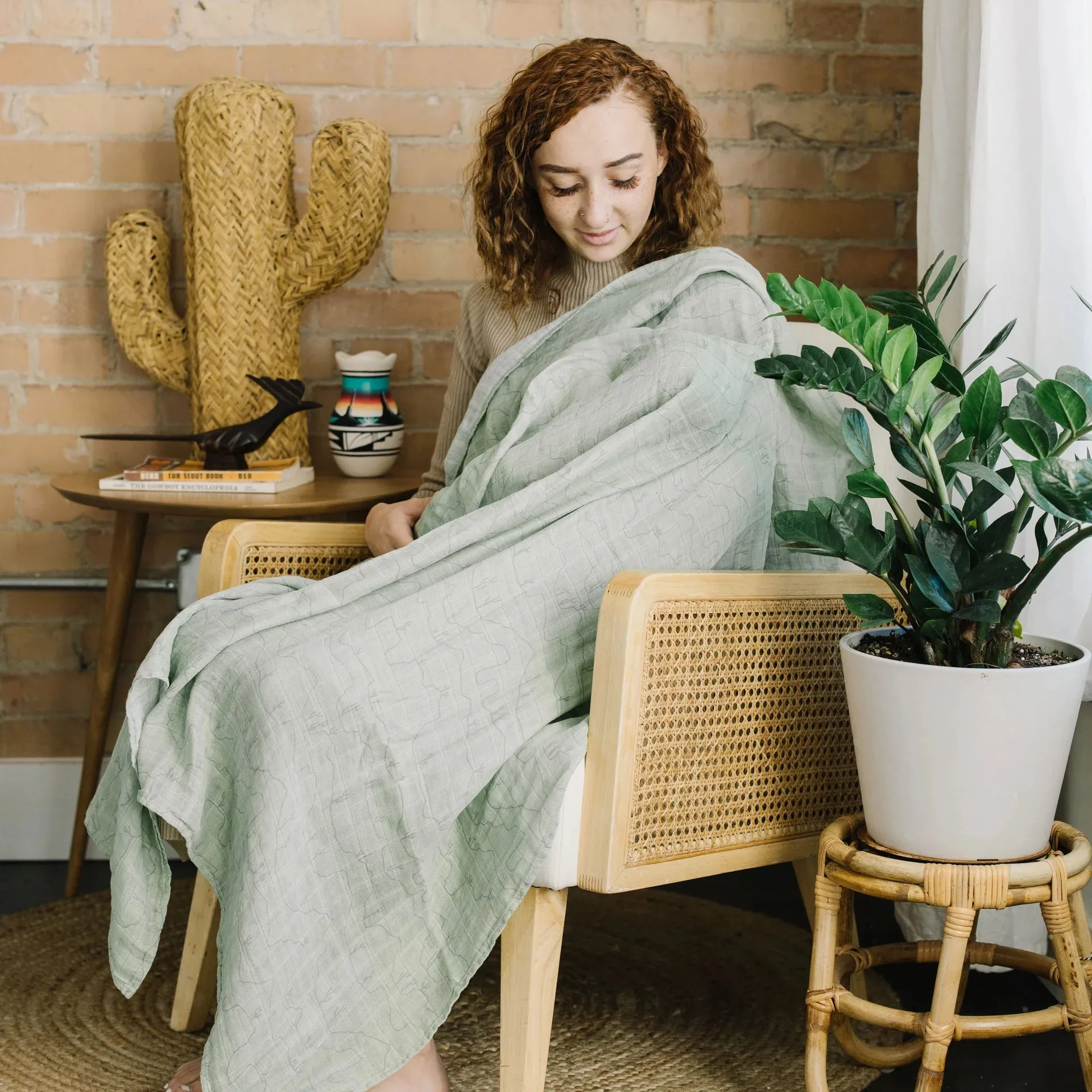 Little Unicorn Single Cotton Muslin Swaddle | Cactus Lines