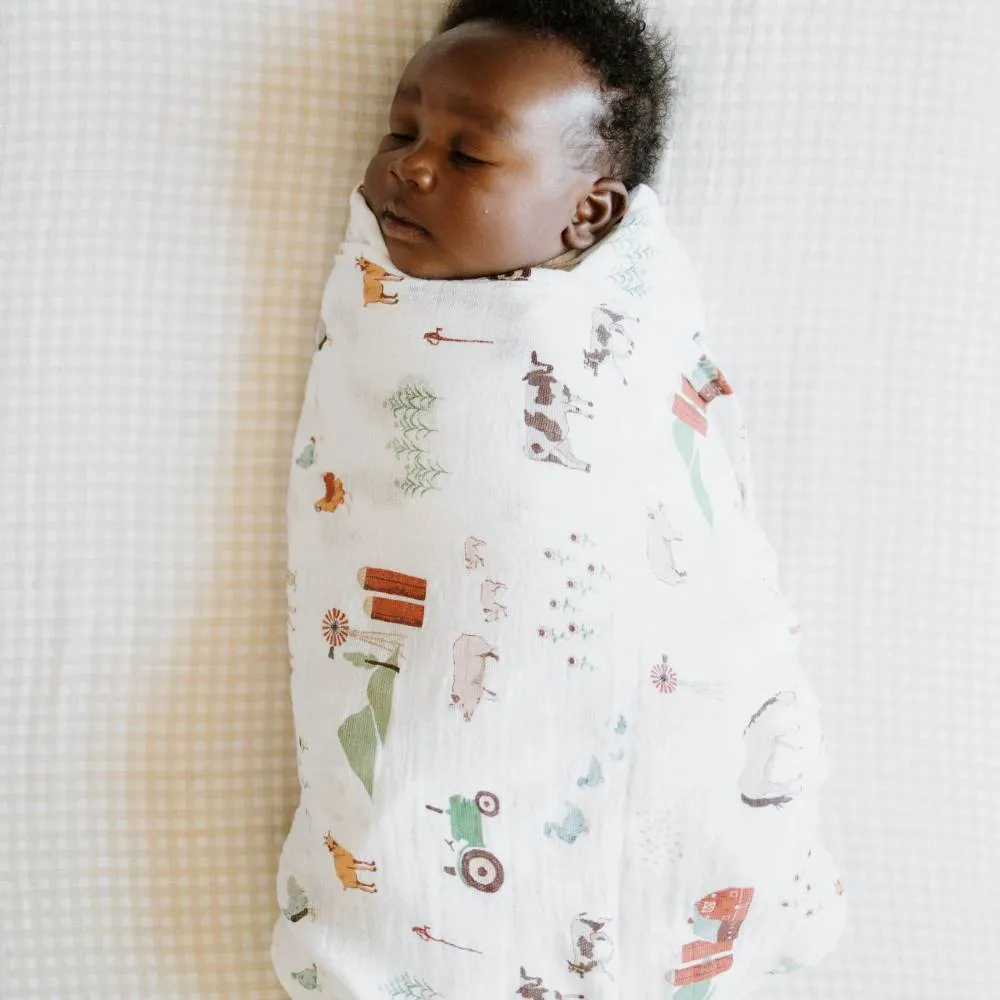 Little Unicorn Single Cotton Muslin Swaddle | Farmyard