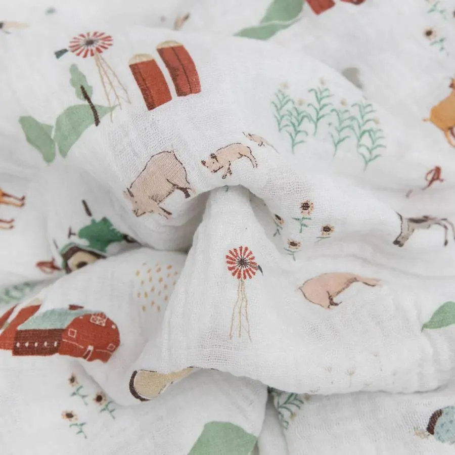 Little Unicorn Single Cotton Muslin Swaddle | Farmyard