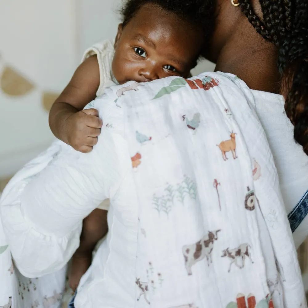 Little Unicorn Single Cotton Muslin Swaddle | Farmyard
