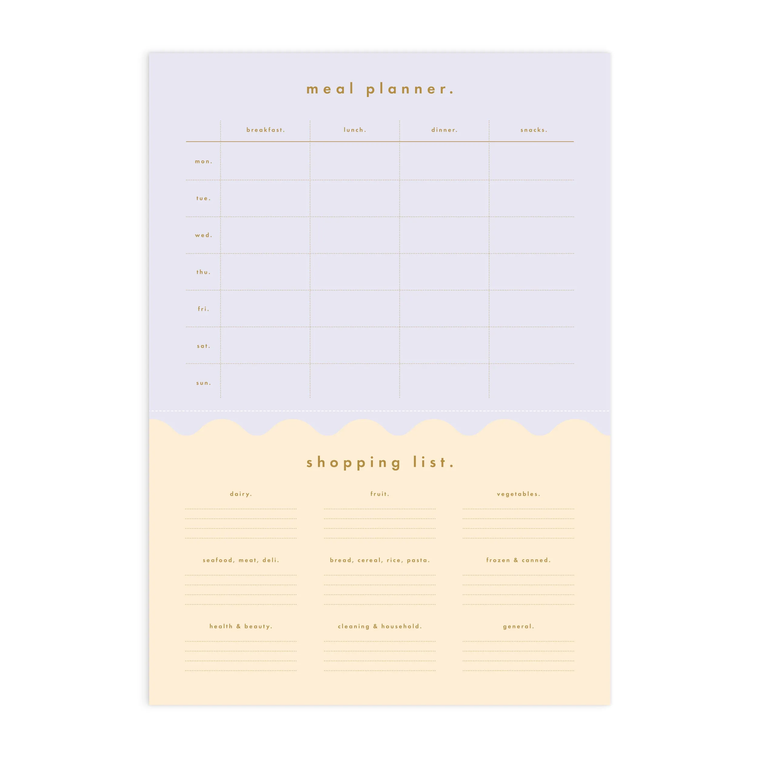 Magnet Notepad | Meal Planner A4 | Lilac Cream Wiggle