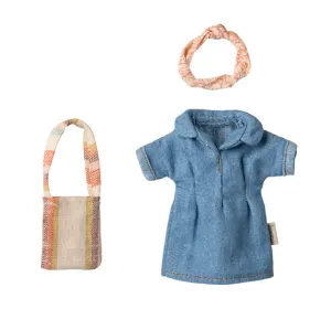 Maileg Mouse Clothing | Denim Dress   Bag | Mum