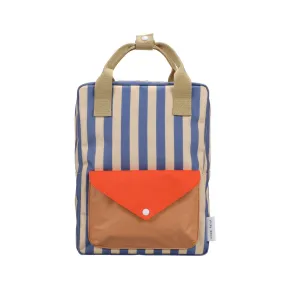 Medium Backpack Wonders | Stripes Blue Whale   Sandy Yellow