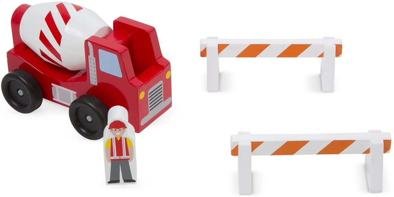 Melissa & Doug 10656 Classic Wooden Toy Construction Vehicle Set