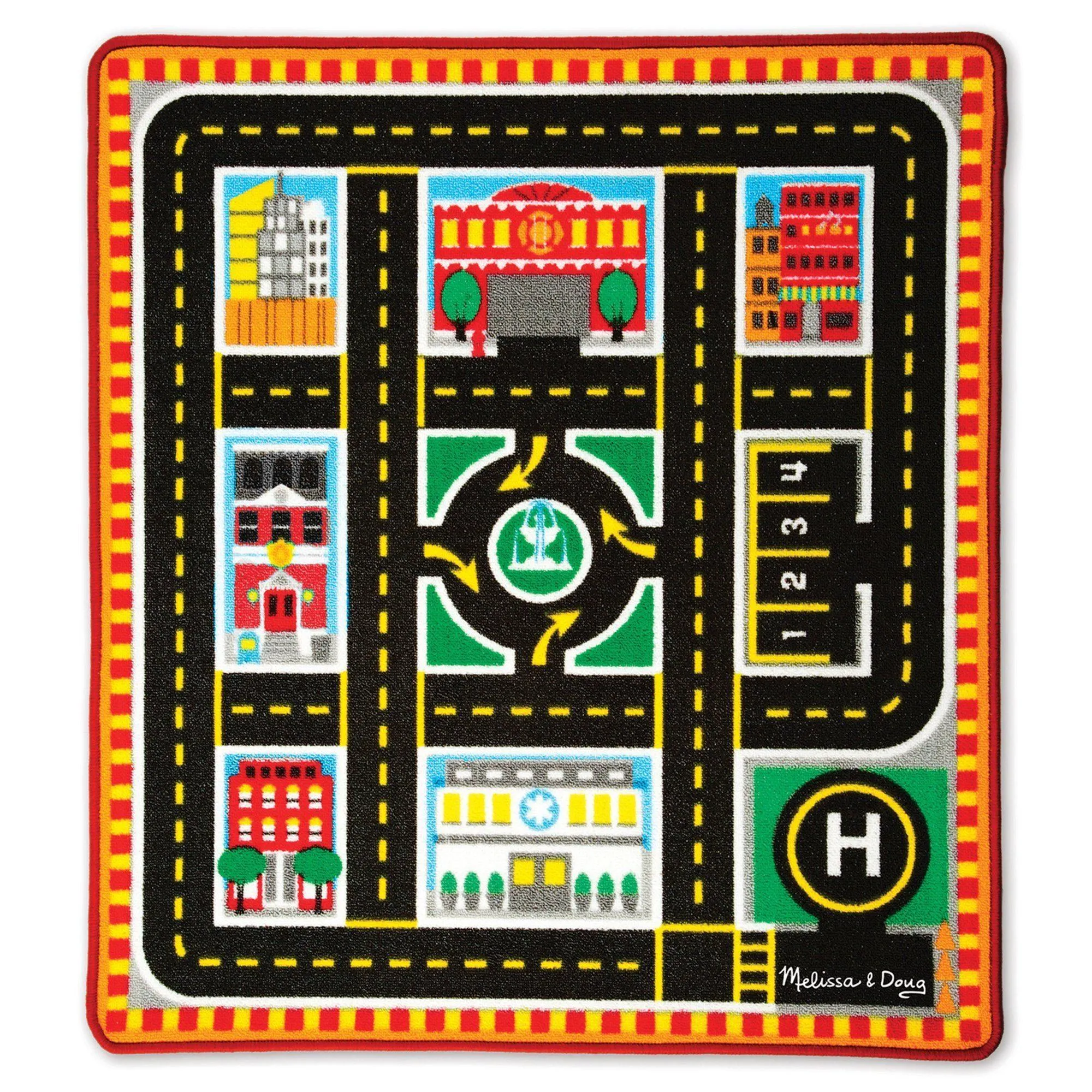 Melissa & Doug 19406 Round The City Rescue Rug & Vehicle Set