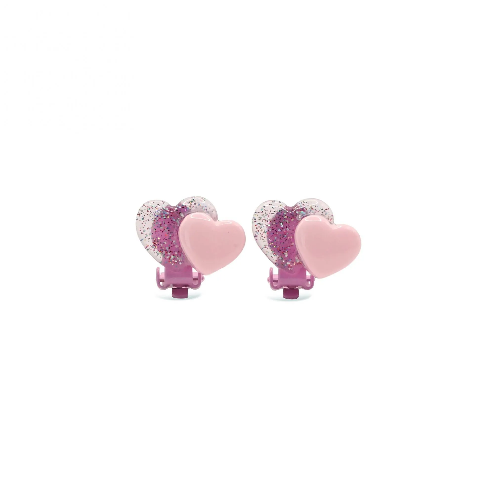 Milk x Soda Earrings | Kawaii Double Heart Clip Ons Baby Pink