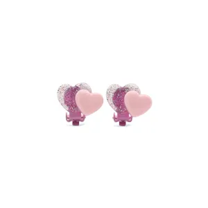 Milk x Soda Earrings | Kawaii Double Heart Clip Ons Baby Pink