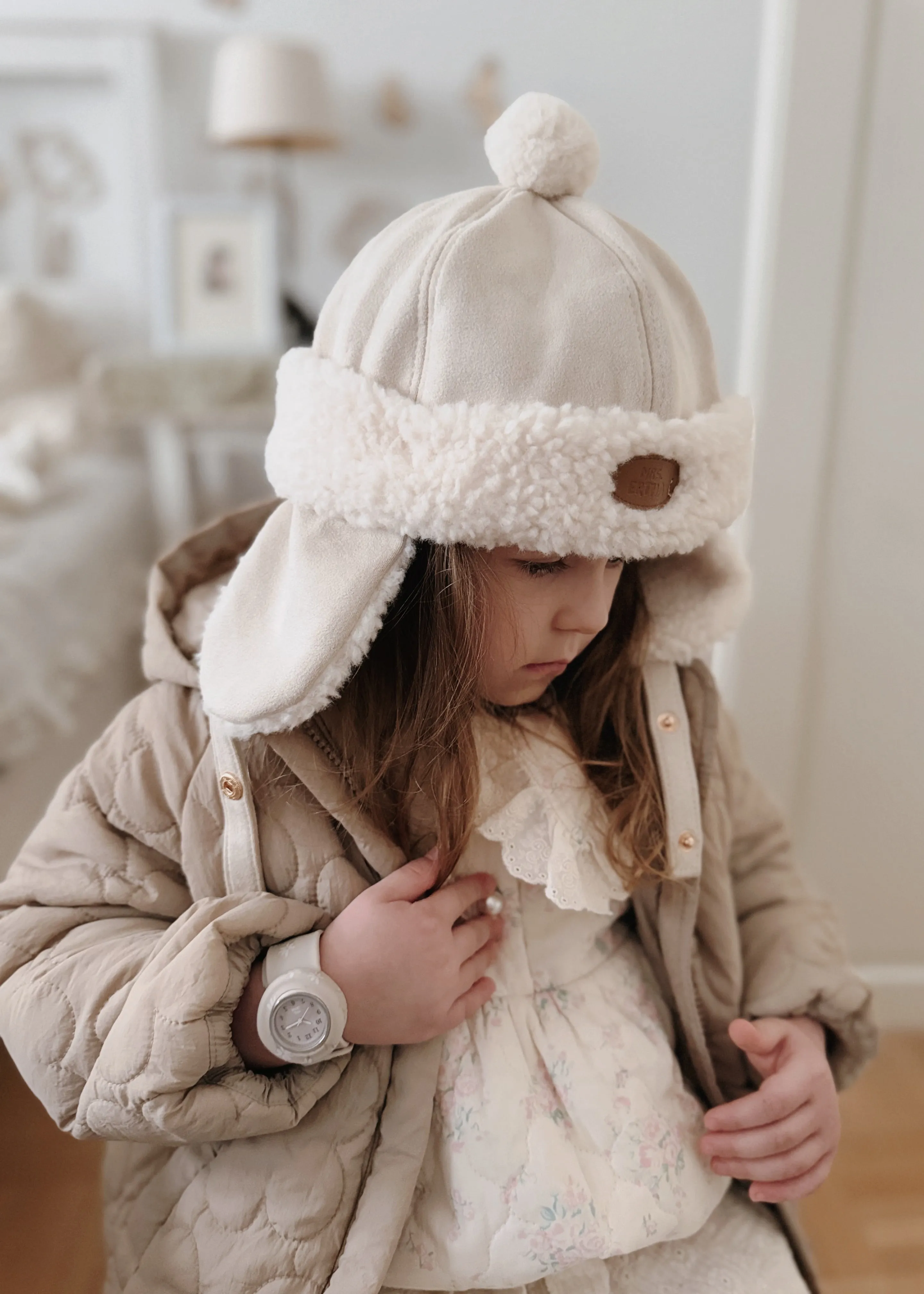 Mrs Ertha Aviator Hat | Ivory 3-6Y