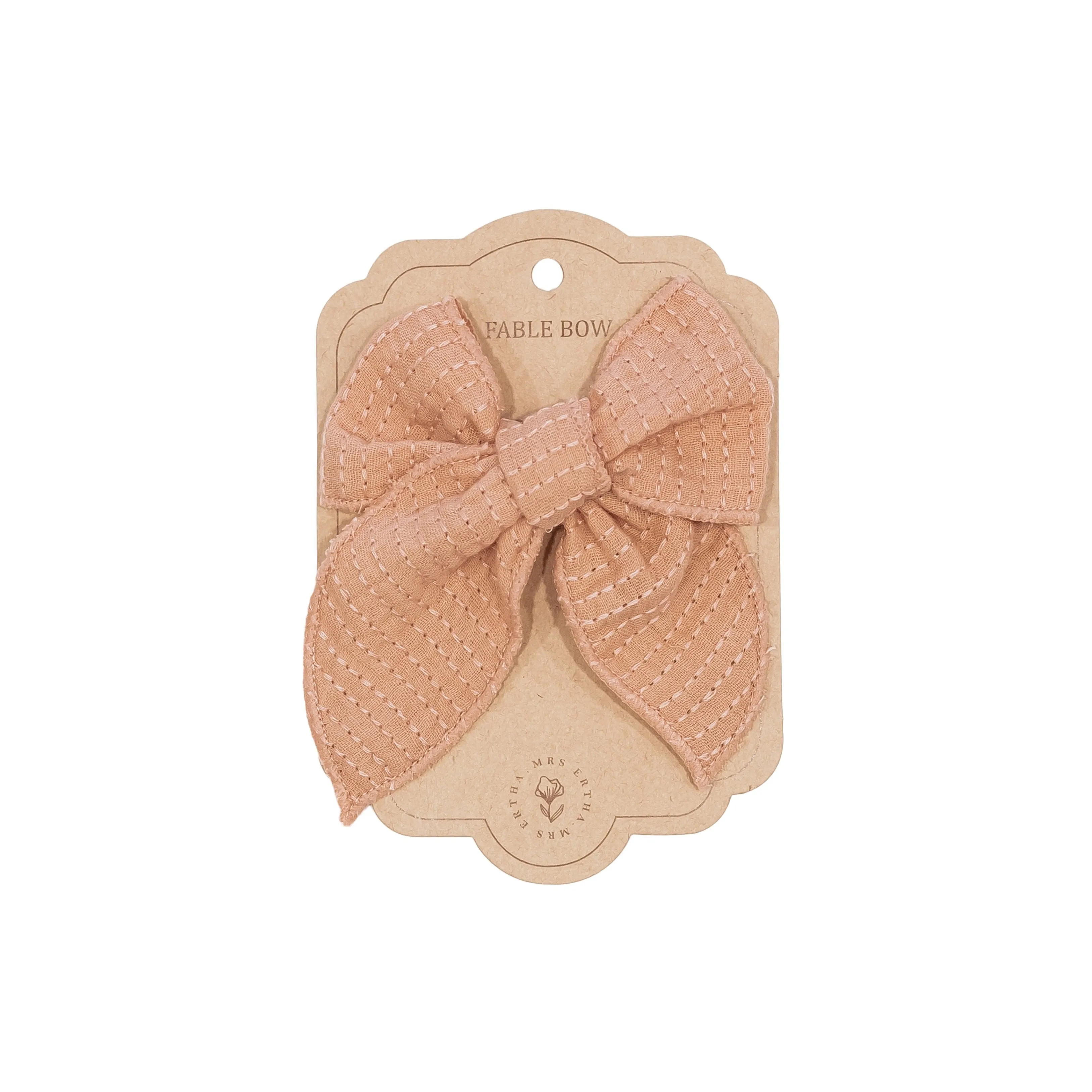 Mrs Ertha Fable Bow Hair Clip | Stripe Coral