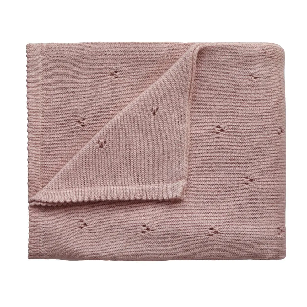 Mushie Knitted Baby Blanket | Pointelle Blush