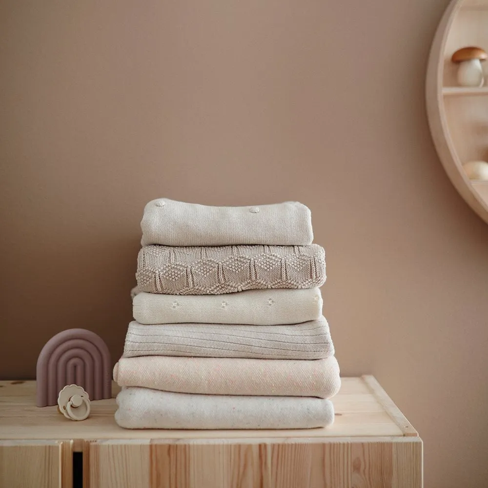 Mushie Knitted Baby Blanket | Textured Dots Off-White