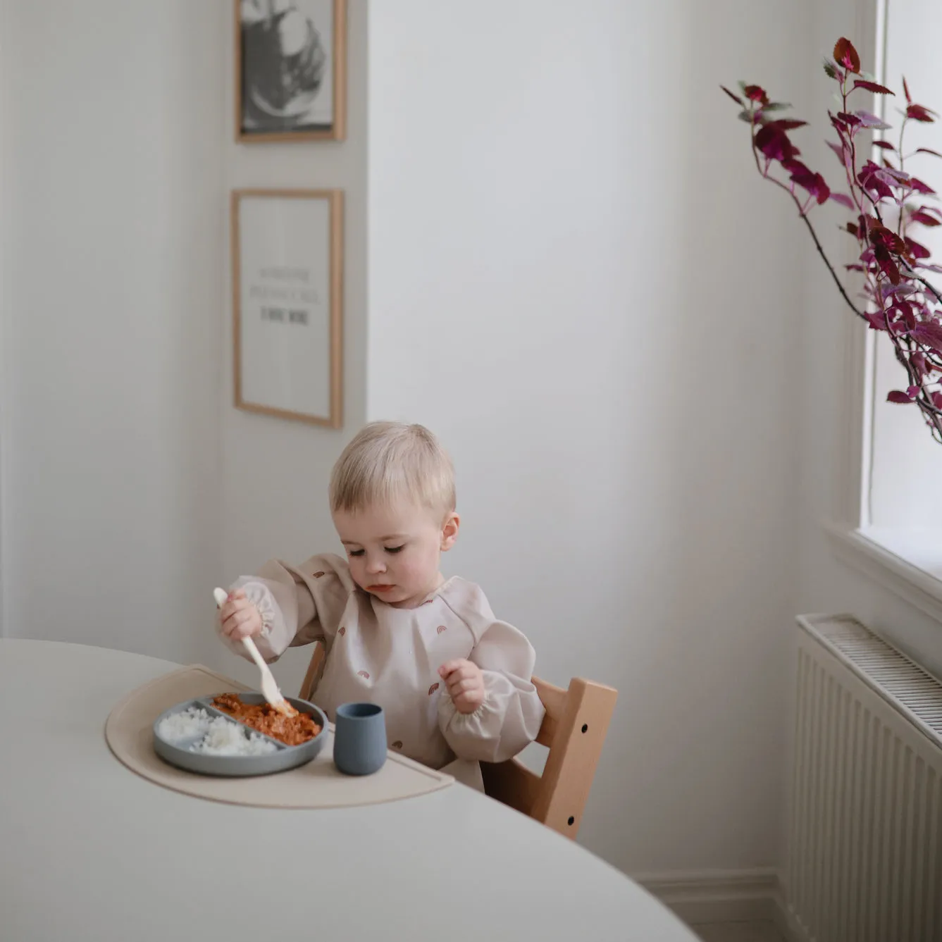 Mushie Long Sleeve Bib | Rainbows