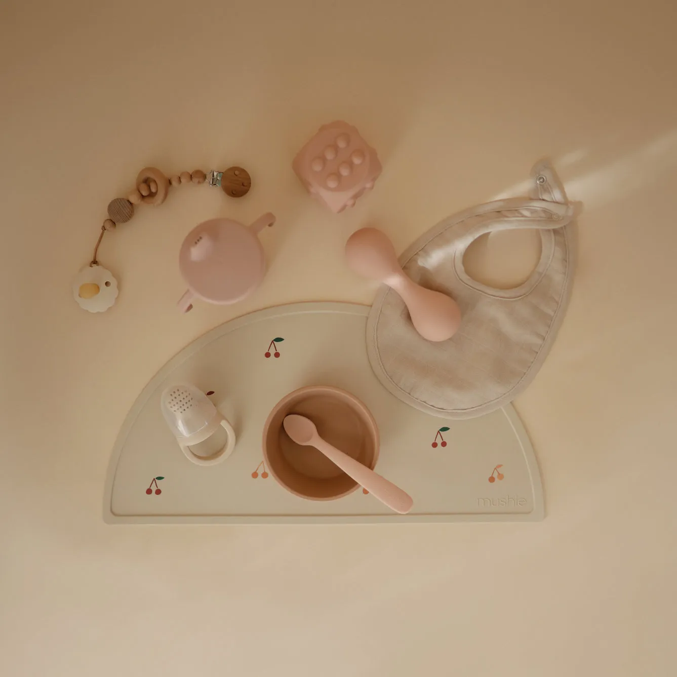 Mushie Silicone Baby Rattle | Blush