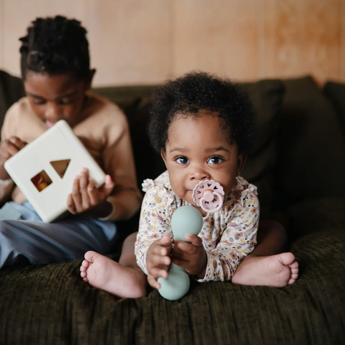 Mushie Silicone Baby Rattle | Cambridge Blue