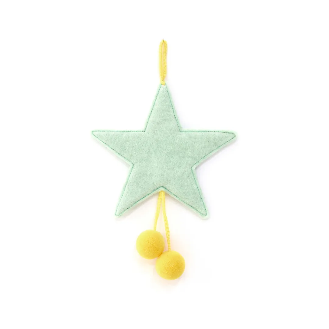 Muskhane Star with Pom Poms | Mint   Sulphur Flower