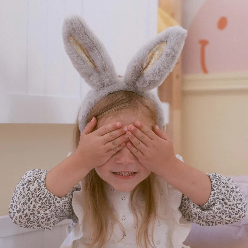 Olli Ella Fluffle Bunny Ear Headband | Smoke
