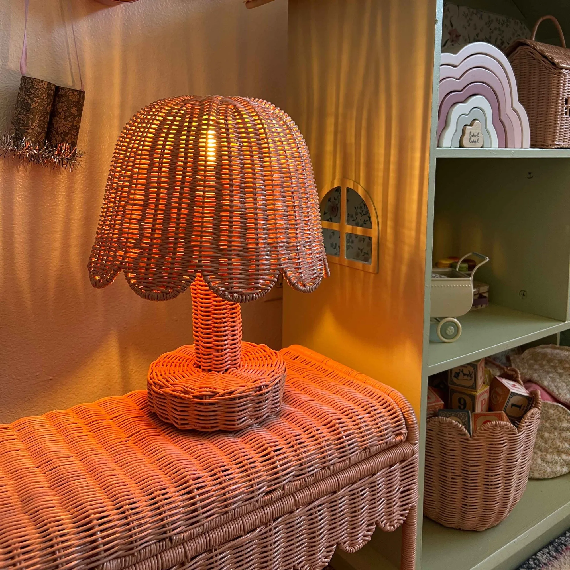 Olli Ella Rattan | Lamp Petal | Seashell Pink