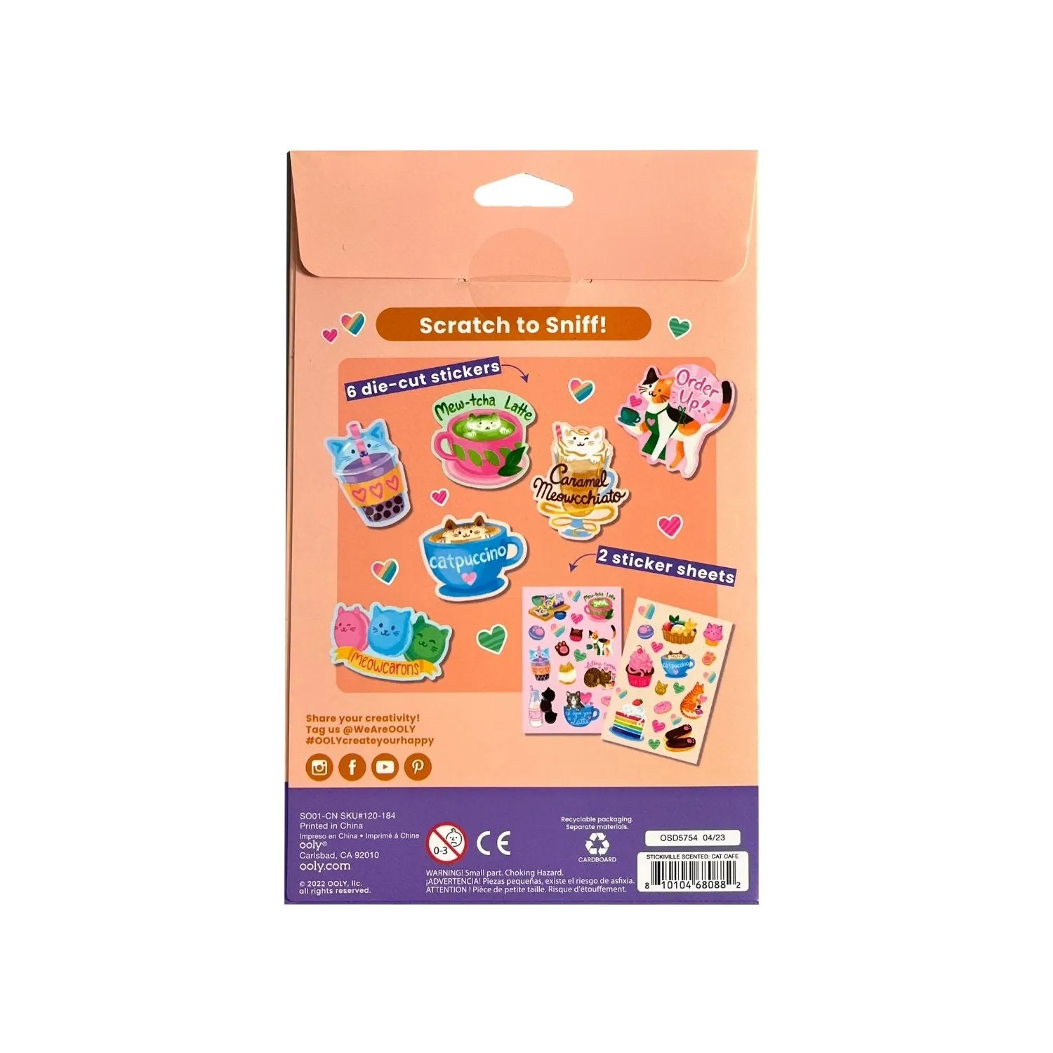 Ooly Stickiville Scented Stickers | Cat Cafe