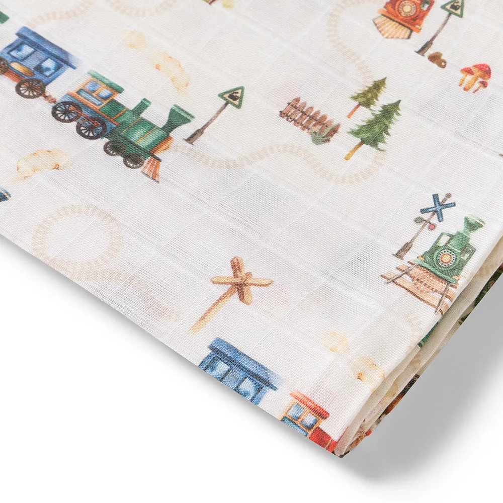 Organic Muslin Wrap | Trains