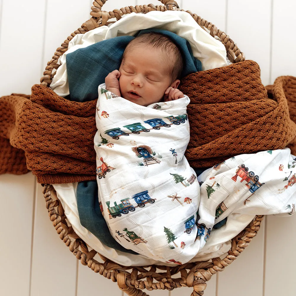 Organic Muslin Wrap | Trains