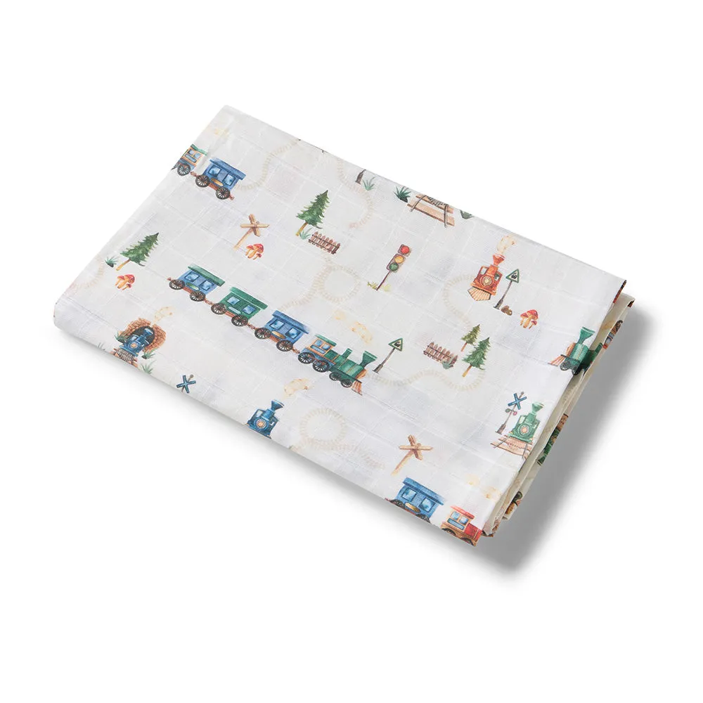 Organic Muslin Wrap | Trains