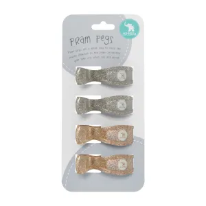 Pram Pegs 4 Pack - Silver/Gold Glitter