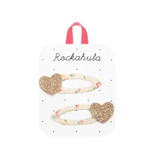 Rockahula: Tiny Blossom Glitter Heart Clips