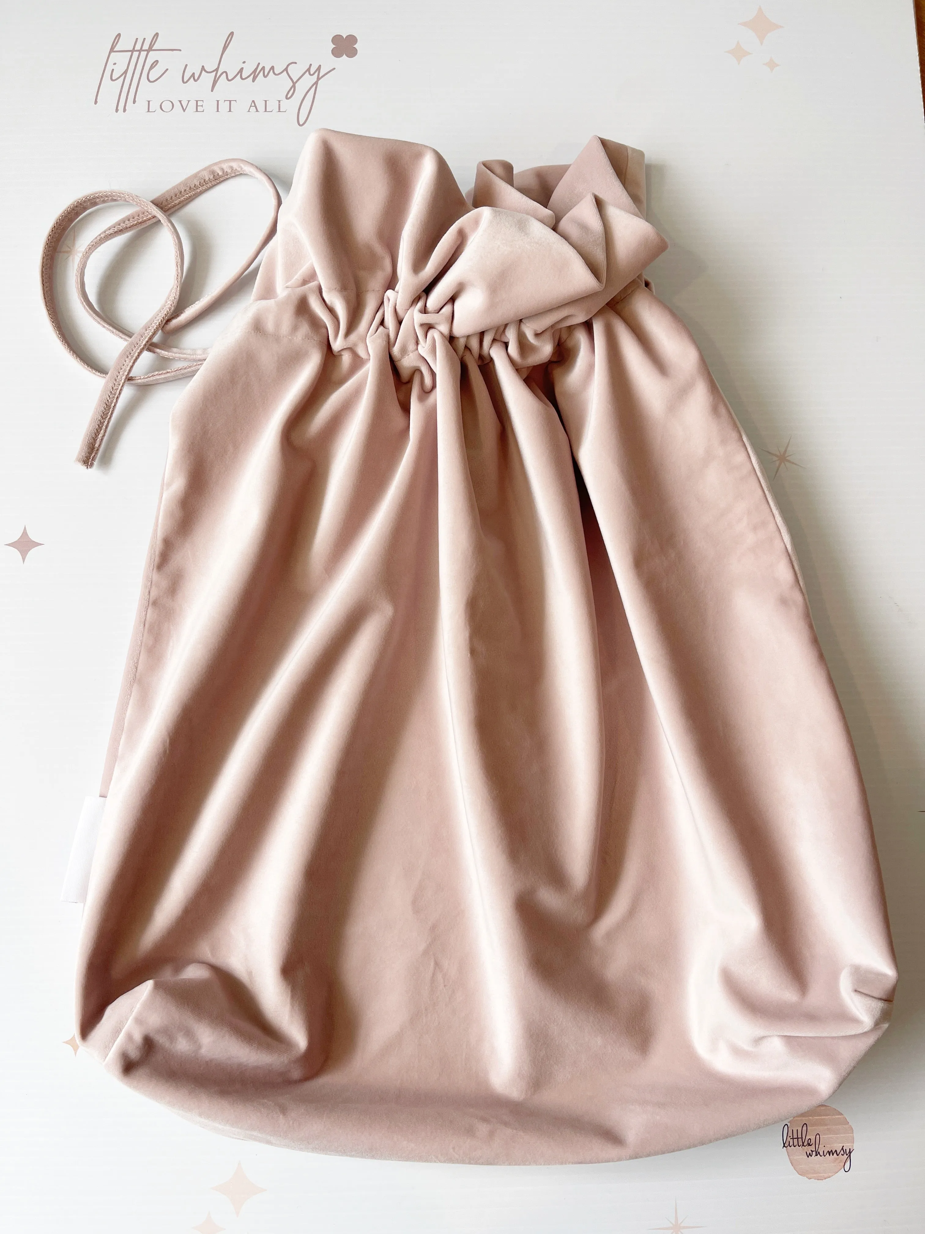 SAMPLE Cotton & Sweets Christmas Velvet Santa Sack | Powder Pink 1