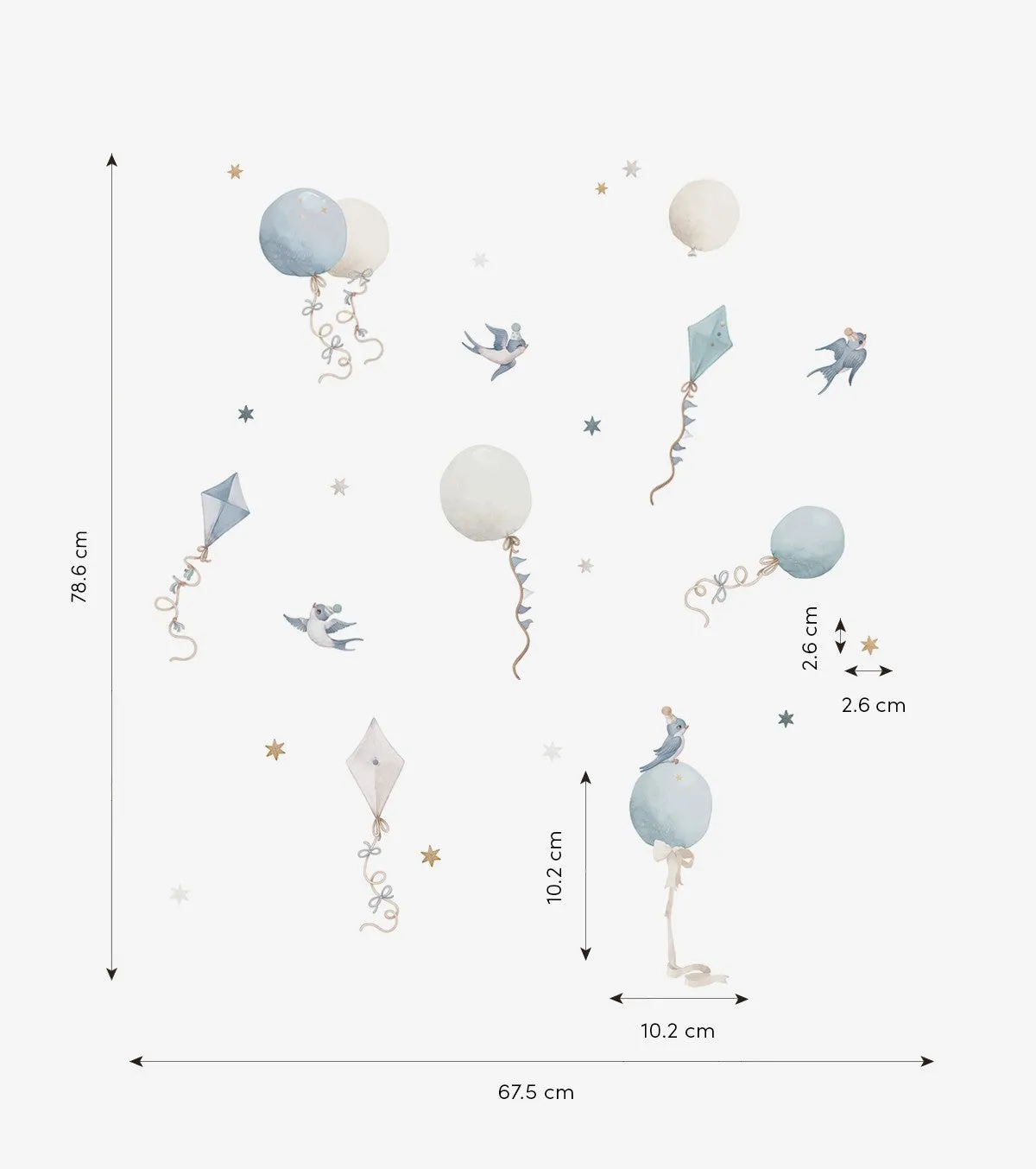 Selene | Wall Decals - Balloons   Kites Blue