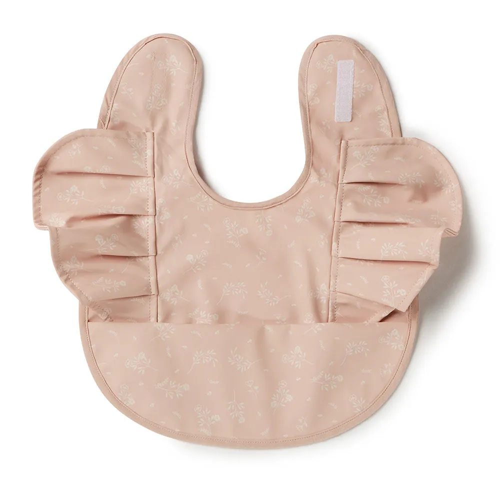 Snuggle Bib Waterproof | Dusty Rose Flower Frill