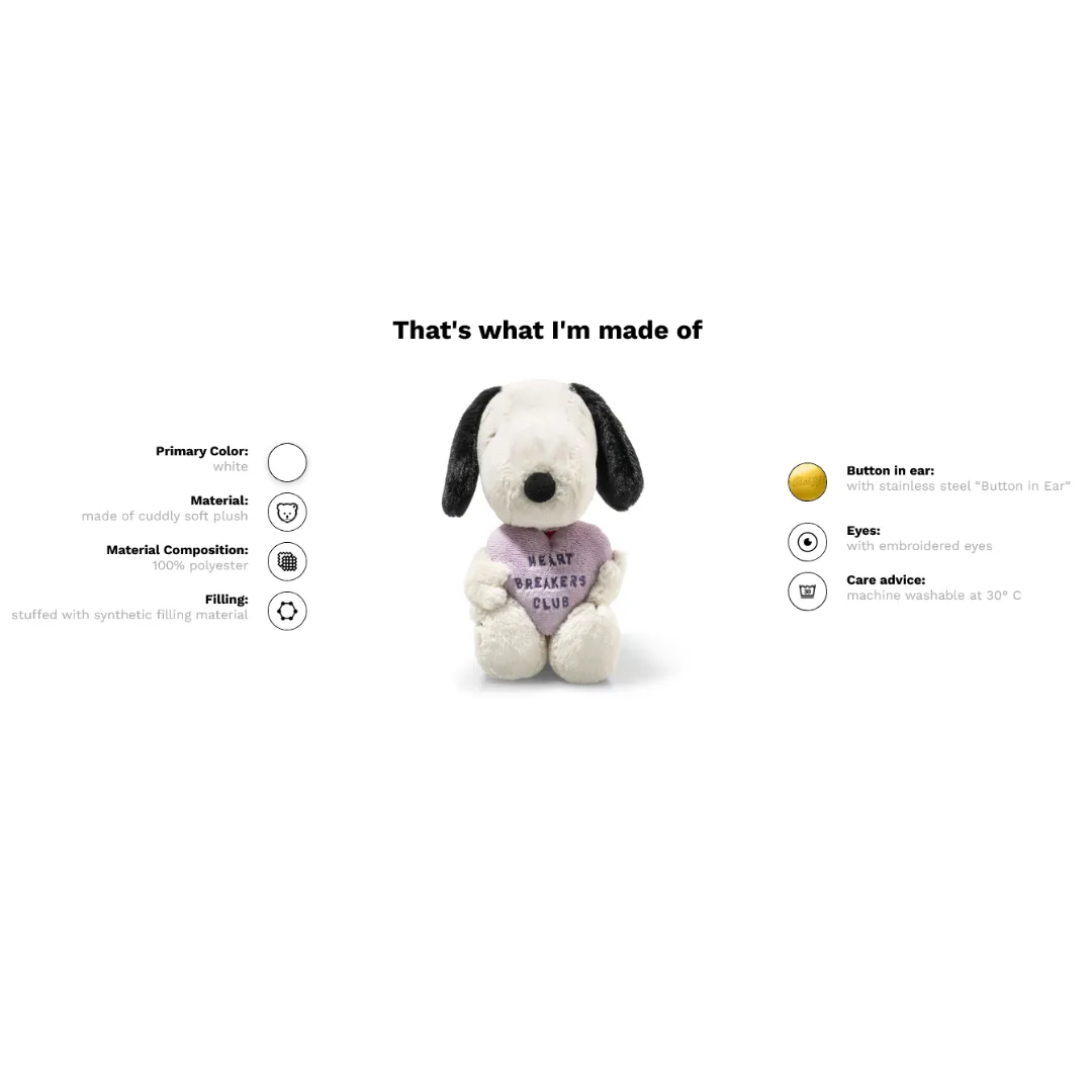 Steiff Snoopy Heartbreakers Club, 22 cm