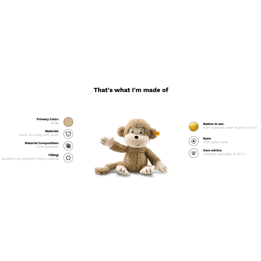 Steiff Soft Cuddly Friends - Brownie Monkey 30 cm