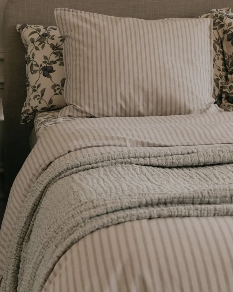 Stripe Mauve Muslin Bedset - Single