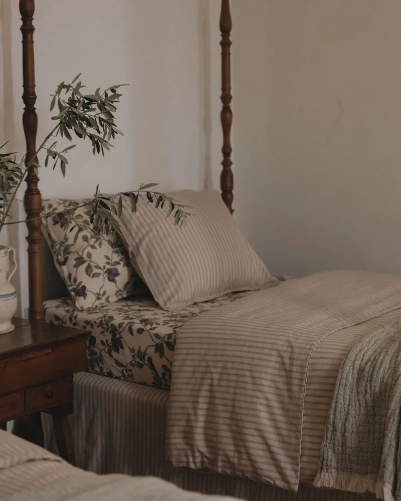 Stripe Mauve Muslin Bedset - Single