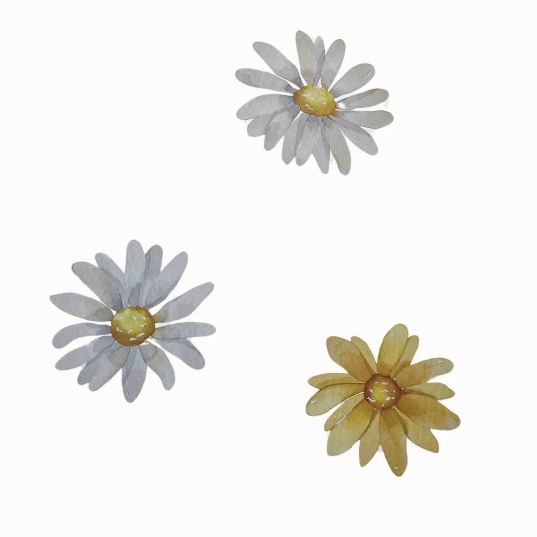 Wall Decals - Daisy Watercolour Flowers - Fabric