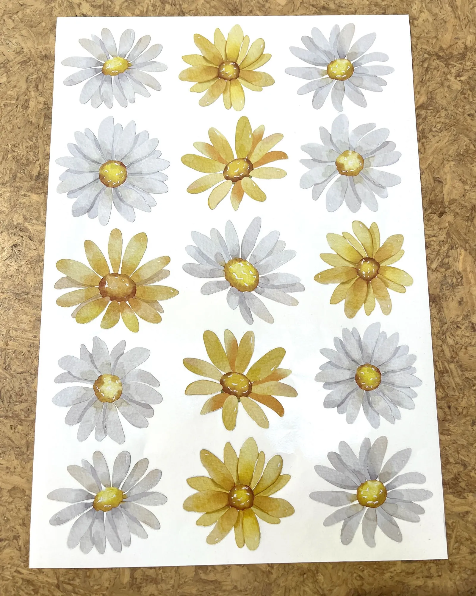 Wall Decals - Daisy Watercolour Flowers - Fabric