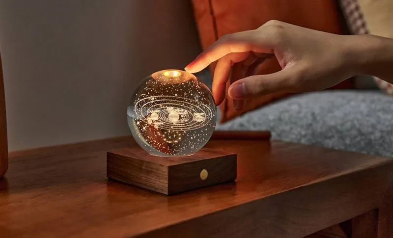 Walnut SOLAR SYSTEM - 3D Laser Engraved LED Light