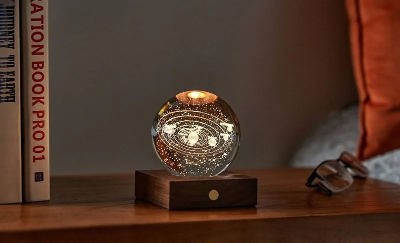 Walnut SOLAR SYSTEM - 3D Laser Engraved LED Light