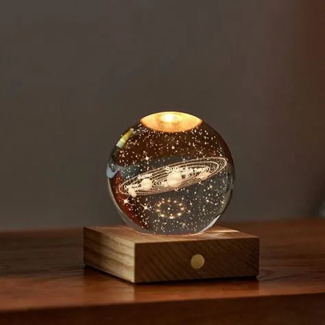 Walnut SOLAR SYSTEM - 3D Laser Engraved LED Light