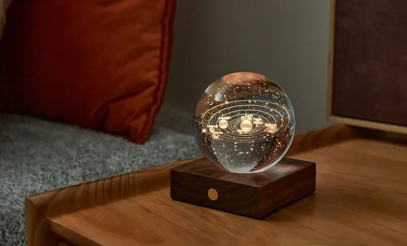 Walnut SOLAR SYSTEM - 3D Laser Engraved LED Light