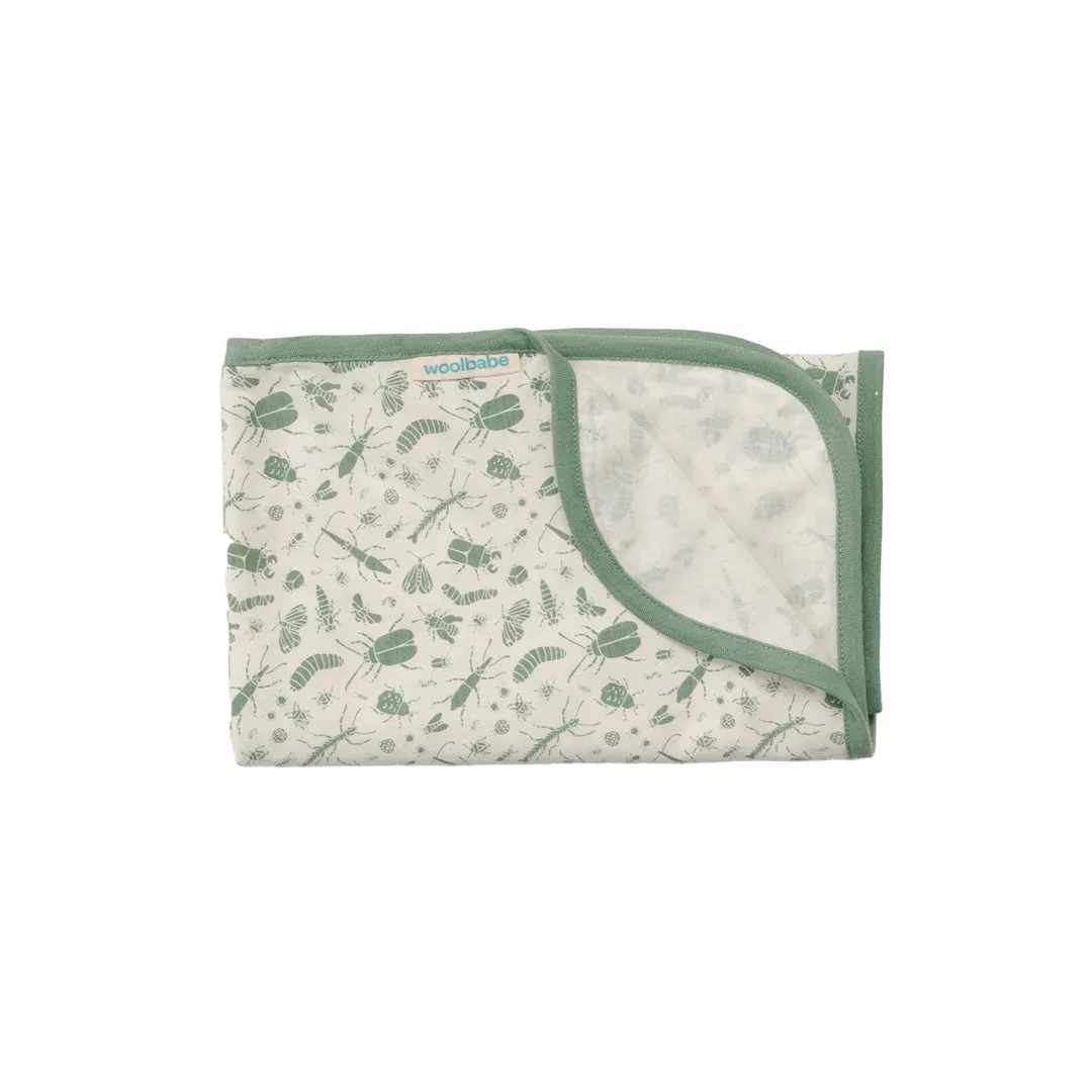 Woolbabe Merino/Organic Cotton Swaddle/Blanket | BUGS Sage