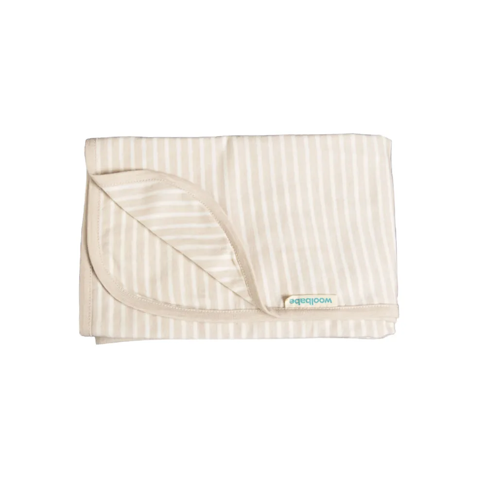 Woolbabe Merino/Organic Cotton Swaddle/Blanket | Stripes Dune
