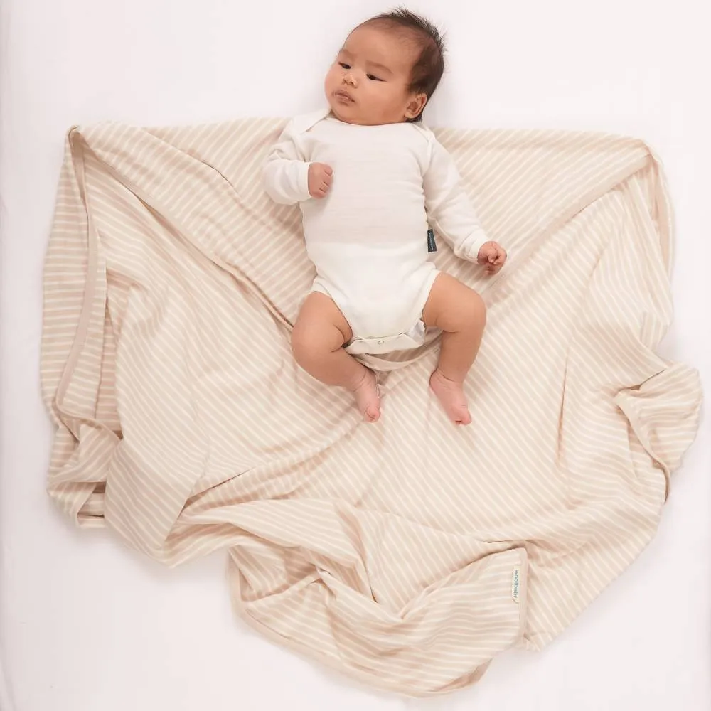 Woolbabe Merino/Organic Cotton Swaddle/Blanket | Stripes Dune