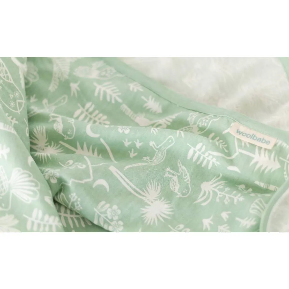 Woolbabe Merino/Organic Cotton Swaddle/Blanket | Wilderness Moss