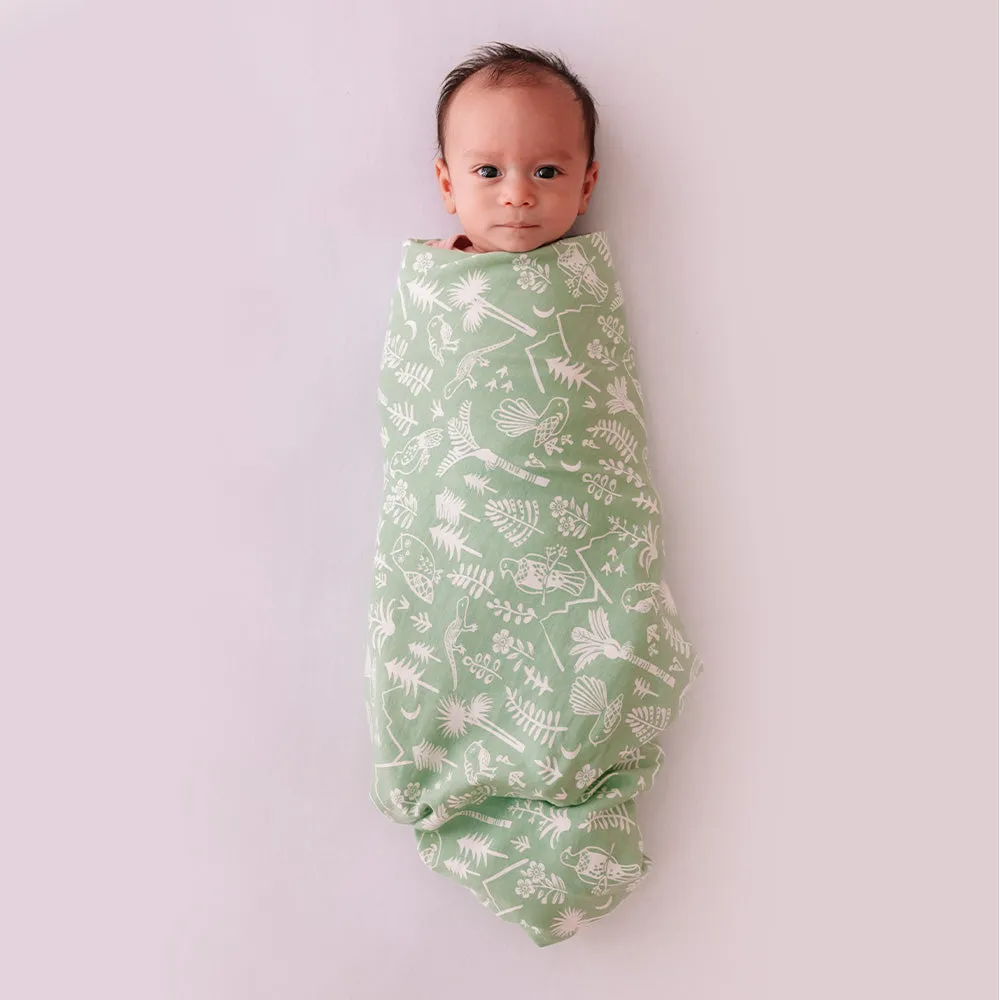 Woolbabe Merino/Organic Cotton Swaddle/Blanket | Wilderness Moss